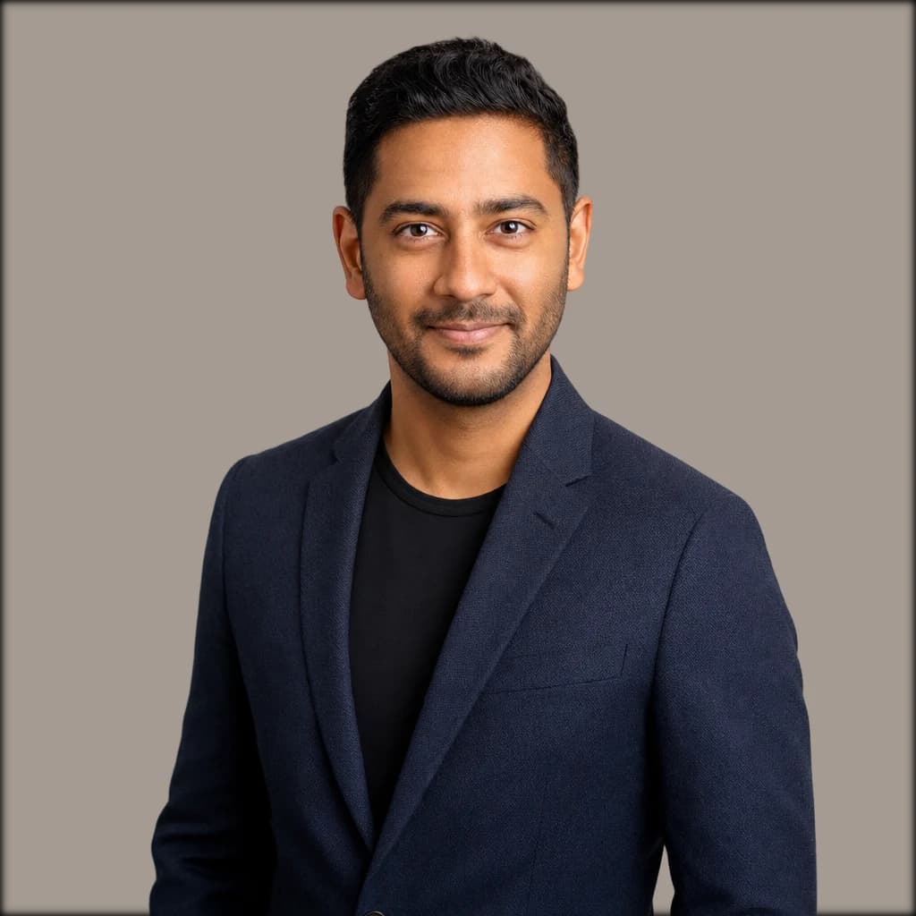 AI-generated Modern Professional headshot, man — full-figure studio portrait