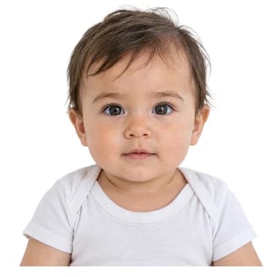 A single Baby Passport 2x2 inch photo