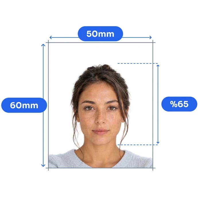 Turkish Passport photo requirements: size and head position