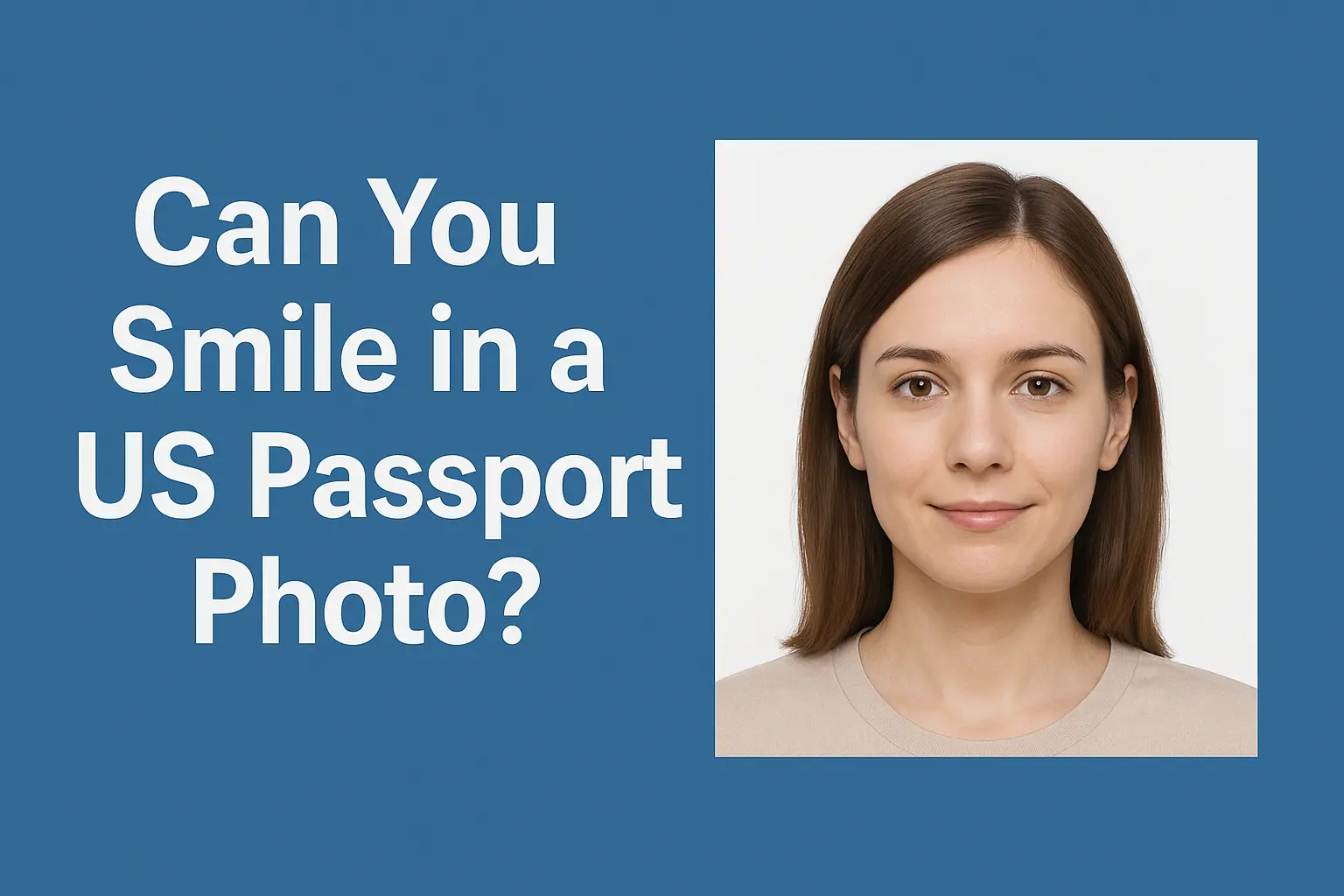 Subtle neutral smile in a U.S. passport photo